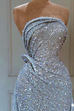 Gorgeous A-line Sleeveless Sequined Prom Dress With Ruffles-misshow.com