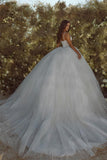 Gorgeous A-line Spaghetti Straps Sequined Lace Tulle Wedding Dress-misshow.com