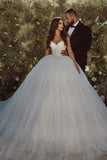 Gorgeous A-line Spaghetti Straps Sequined Lace Tulle Wedding Dress