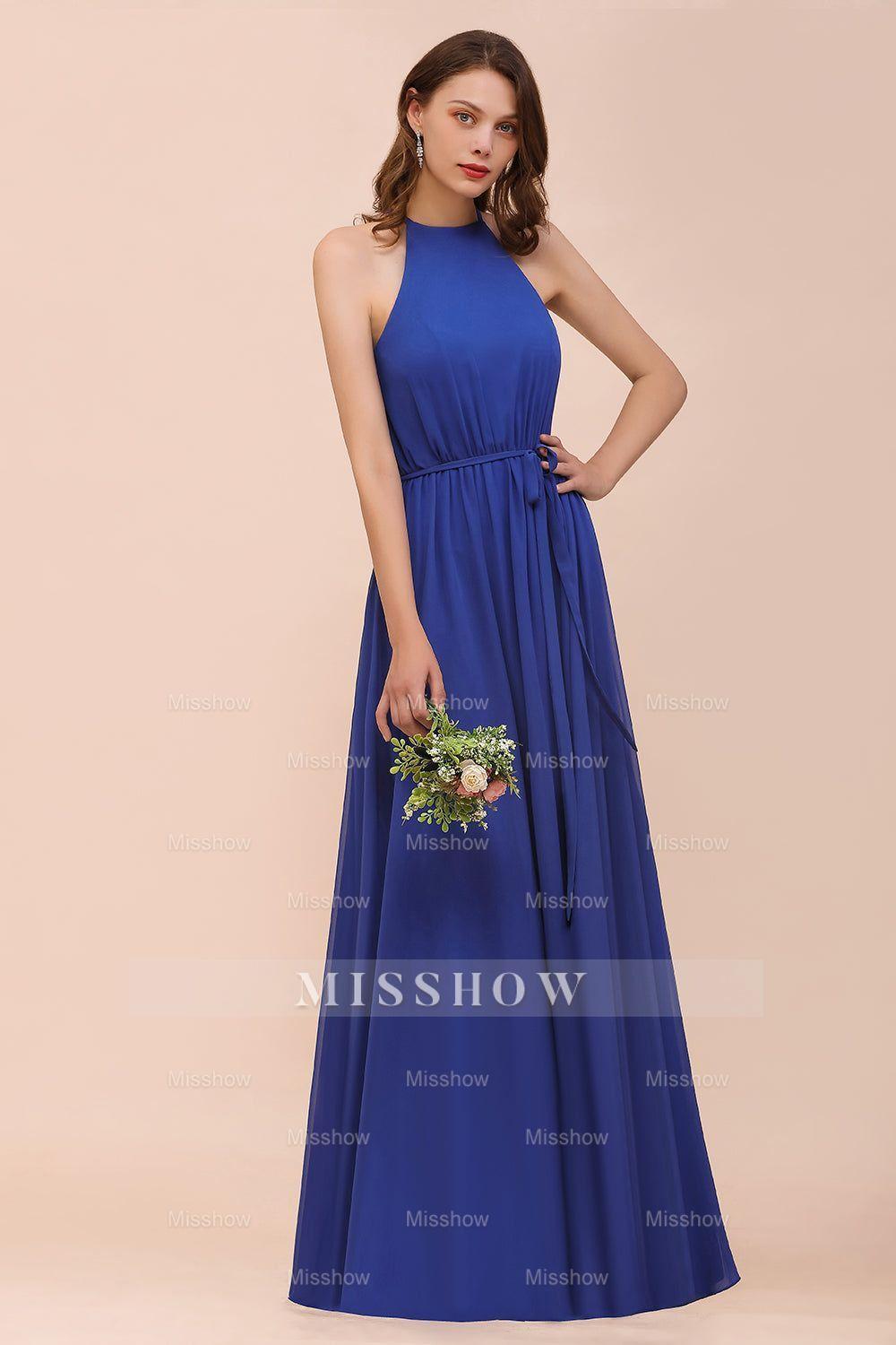 Gorgeous Affordable Chiffon Ruffle Royal Blue Bridesmaid Dresses