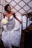 Gorgeous Beaded Lace Mermaid Sweetheart Wedding Dress Spaghetti-Straps Appliques Bridal Wears