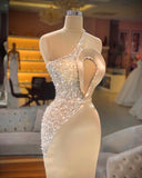 Gorgeous Champagne Sleeveless Long Mermaid Prom Dresses-misshow.com