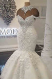 Gorgeous Crystals Mermaid Wedding Dress Off-the-Shoulder Appliques Bridal Wears