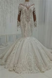 Gorgeous Glamorous Beaded High neck Mermaid Mermaid Wedding Dress