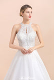 Looking for  in Tulle, A-line style, and Gorgeous Rhinestone work  MISSHOW has all covered on this elegant Gorgeous Halter Rhinstones Wedding Dress White Tulle Lace Appliques Aline Bridal Gown