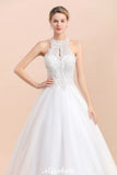 Looking for  in Tulle, A-line style, and Gorgeous Rhinestone work  MISSHOW has all covered on this elegant Gorgeous Halter Rhinstones Wedding Dress White Tulle Lace Appliques Aline Bridal Gown