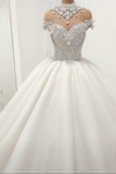 Gorgeous High Neck Crystal Beading Princess Wedding Dress