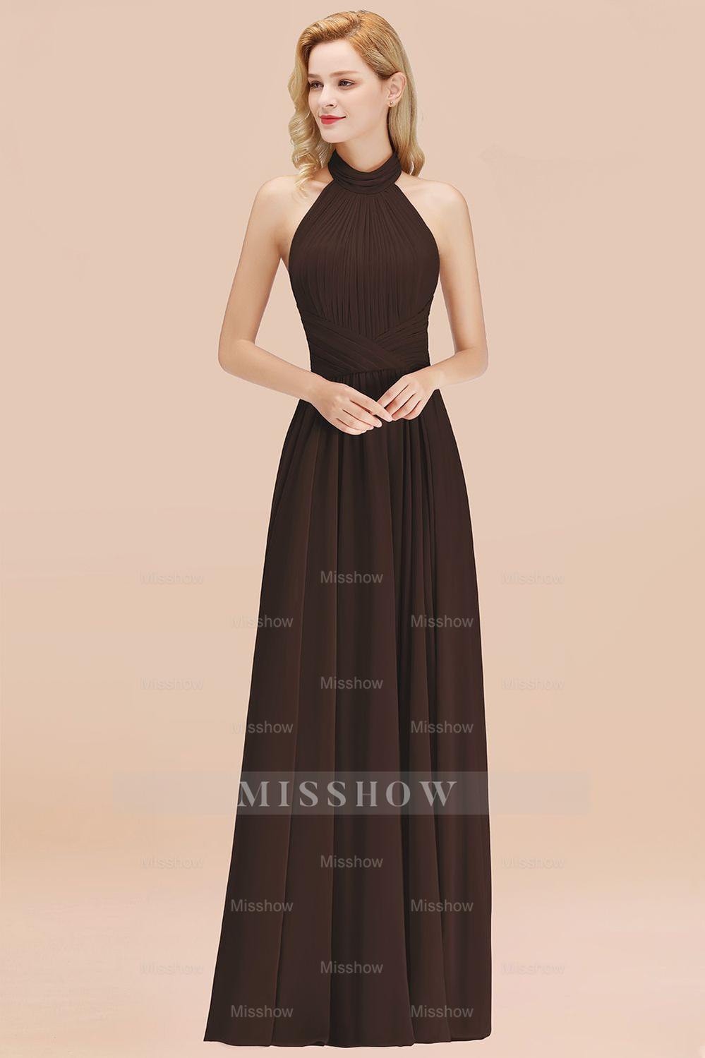 Gorgeous High-Neck Halter Backless Bridesmaid Dresses Dusty Rose Chiffon Maid of Honor Dress Gorgeous High-Neck Halter Backless Bridesmaid Dresses Dusty Rose Chiffon Maid of Honor Dress