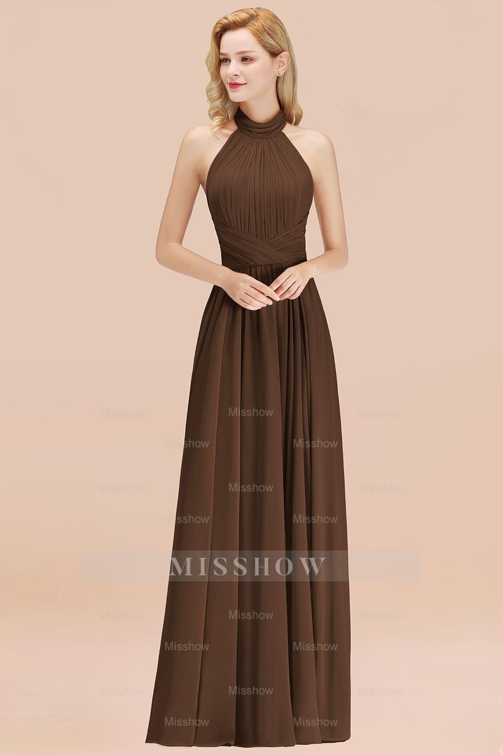 Gorgeous High-Neck Halter Backless Bridesmaid Dresses Dusty Rose Chiffon Maid of Honor Dress Gorgeous High-Neck Halter Backless Bridesmaid Dresses Dusty Rose Chiffon Maid of Honor Dress