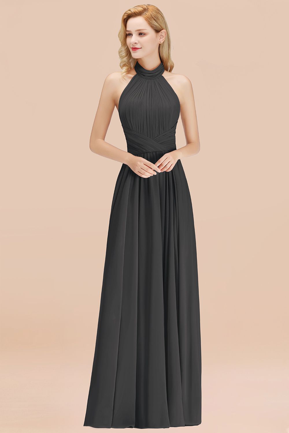 Gorgeous High-Neck Halter Backless Bridesmaid Dresses Dusty Rose Chiff misshow.com Gorgeous High-Neck Halter Backless Bridesmaid Dresses Dusty Rose Chiff misshow.com