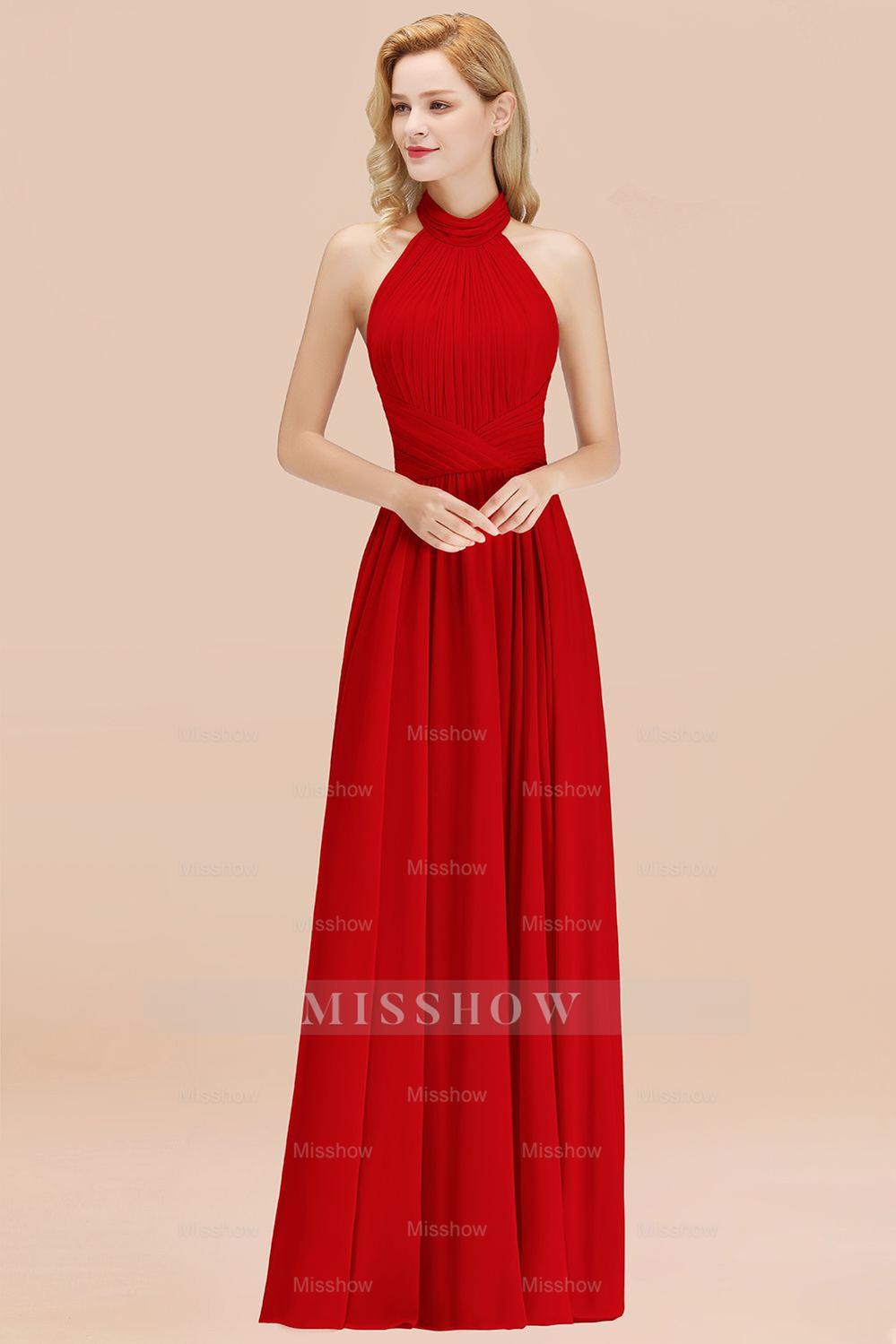 Gorgeous High-Neck Halter Backless Bridesmaid Dresses Dusty Rose Chiffon Maid of Honor Dress Gorgeous High-Neck Halter Backless Bridesmaid Dresses Dusty Rose Chiffon Maid of Honor Dress