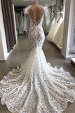Gorgeous Hollow Sweetheart Lace Long Wedding Dress with Fur Neckline-misshow.com