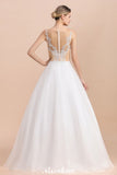 MISSHOW offers Gorgeous Illusion Neck Button Sleeveless White Ball Gown Wedding Dress at a good price from White,Ivory,Champagne,Tulle to A-line Floor-length them. Stunning yet affordable Sleeveless .