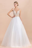 MISSHOW offers Gorgeous Illusion Neck Button Sleeveless White Ball Gown Wedding Dress at a good price from White,Ivory,Champagne,Tulle to A-line Floor-length them. Stunning yet affordable Sleeveless .