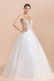 MISSHOW offers Gorgeous Illusion Neck Button Sleeveless White Ball Gown Wedding Dress at a good price from White,Ivory,Champagne,Tulle to A-line Floor-length them. Stunning yet affordable Sleeveless .