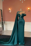 Gorgeous Long Dark Green Mermaid Crystals Prom Dress With Lace