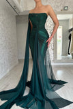 Gorgeous Long Dark Green Mermaid Sleeveless Prom Dresses With Slit