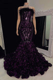 Gorgeous Long Mermaid Lace Flowers Sleeveless Prom Dress-misshow.com