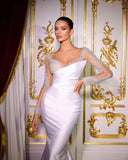 Gorgeous Long Mermaid Long Sleeves Wedding Dress With Diamonds-misshow.com