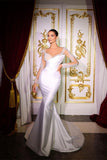 Gorgeous Long Mermaid Long Sleeves Wedding Dress With Diamonds