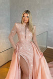 Gorgeous Long-Sleeve Split Mermaid Evening Gowns With Beads-misshow.com