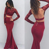 Gorgeous Mermaid Bateau Spandex Long Sleeves Floor-Length Prom Dresses