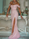 Gorgeous Mermaid Off-the-Shoulder Sequins Sleeveless Sash/Ribbon/Belt Prom Dresses