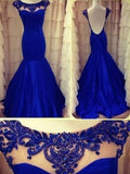 Gorgeous Mermaid Scoop Sleeveless Beading Floor-length Taffeta Prom Dresses