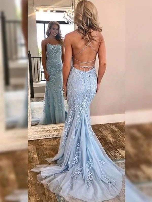 Gorgeous Mermaid Sleeveless Off-the-Shoulder Lace Tulle Prom Dresses