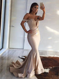 Gorgeous Mermaid Sleeveless Off-the-Shoulder Ruffles Spandex Prom Dresses
