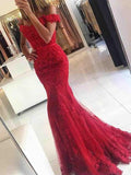 Gorgeous Mermaid Sleeveless Off-the-Shoulder Tulle Applique Prom Dresses