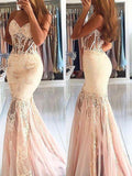 Gorgeous Mermaid Sleeveless Sweetheart Tulle Lace Prom Dresses