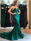 Gorgeous Mermaid Sleeveless V-neck Court Train Stretch Crepe Prom Dresses