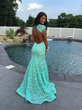 Gorgeous Mermaid Sleeveless V-neck Lace Ruffles Prom Dresses