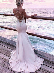 Gorgeous Mermaid Straps Sleeveless Silk like Satin Prom Dresses