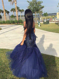 Gorgeous Mermaid Sweetheart Beading Sleeveless Tulle Floor-Length Prom Dresses