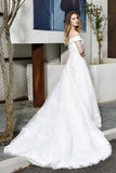 Gorgeous Off the Shoulder White aline Bridal Gown Garden Lace Appliques Wedding Dress