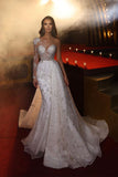 Gorgeous One Shoulder Long Sleeve Mermaid Wedding Dress With Lace-misshow.com