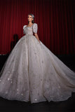 Gorgeous Princess A-line Beading Short Sleeves Wedding Dress With Lace