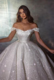 Gorgeous Princess A-line Off-the-shoulder Wedding Dresses With glitter-misshow.com