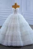Gorgeous Princess Long White A-line Sleeveless Wedding Dresses-misshow.com
