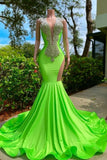 Gorgeous Sequined V-neck Sleeveless Stretch Satin Mermaid Prom Dress with Appliques-misshow.com