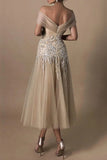 Gorgeous Short A-line Off-the-shoulder Beading Wedding Dresses With Lace-misshow.com