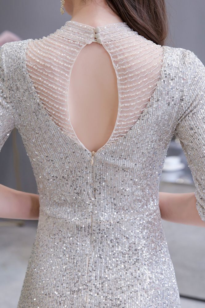 Looking for Prom Dresses,Evening Dresses,Homecoming Dresses,Quinceanera dresses in Tulle,Sequined, Mermaid style, and Gorgeous Beading,Buttons,Sequined work  MISSHOW has all covered on this elegant Gorgeous Silver Long Sleeves Long Prom Dress.
