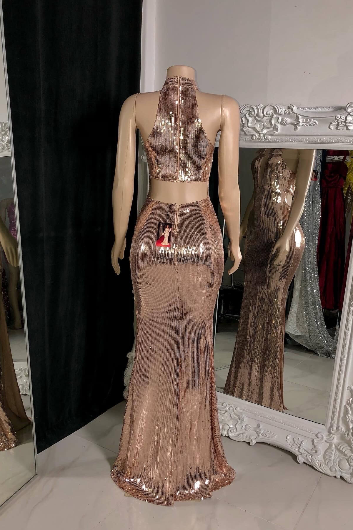 Gorgeous Sleeveless High Neck Split Front Mermaid Prom Dress-misshow.com
