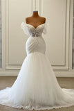 Gorgeous Sleeveless Strapless Off the Shoulder Mermaid Wedding Dress-misshow.com