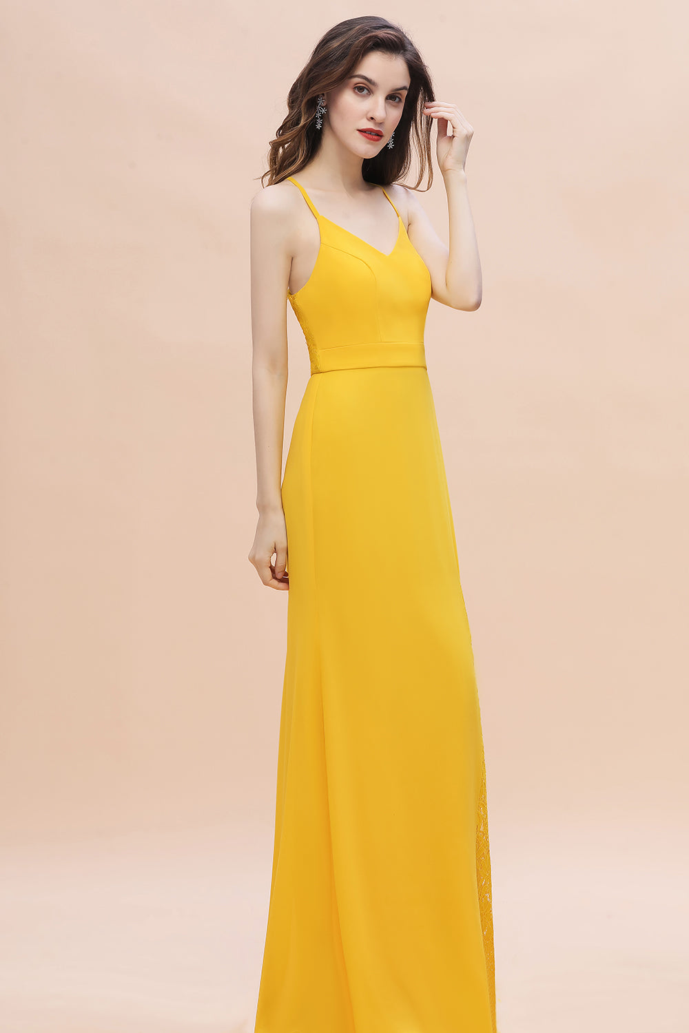 Gorgeous Spaghett Straps V-Neck Chiffon Lace Bridesmaid Dresses