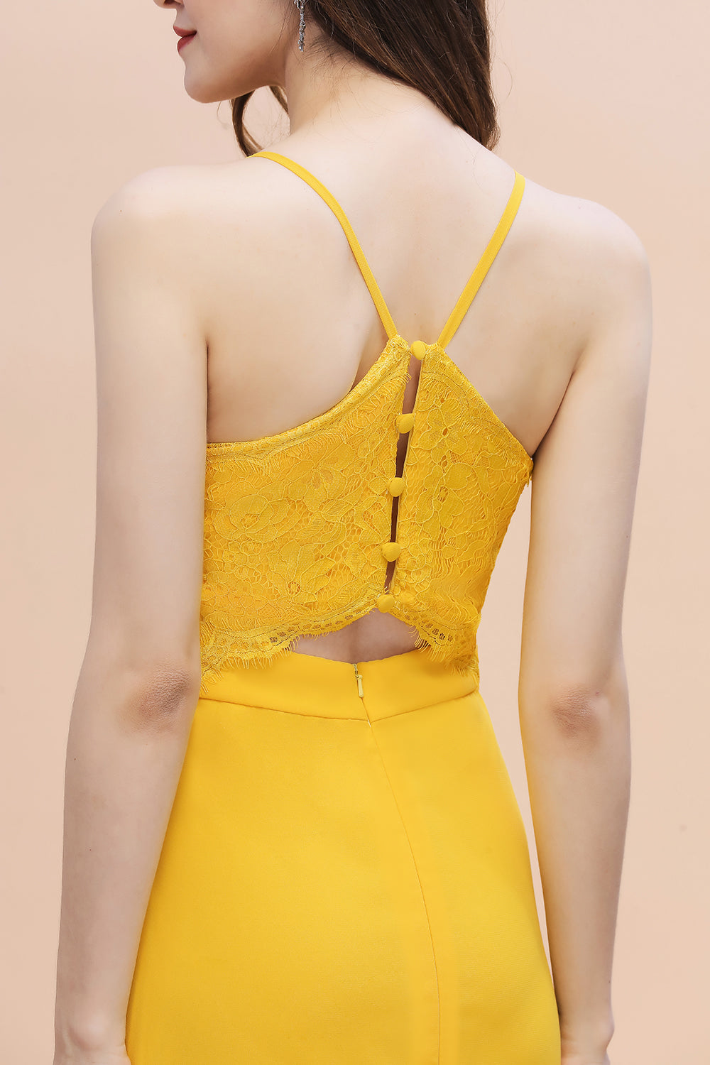 Gorgeous Spaghett Straps V-Neck Chiffon Lace Bridesmaid Dresses