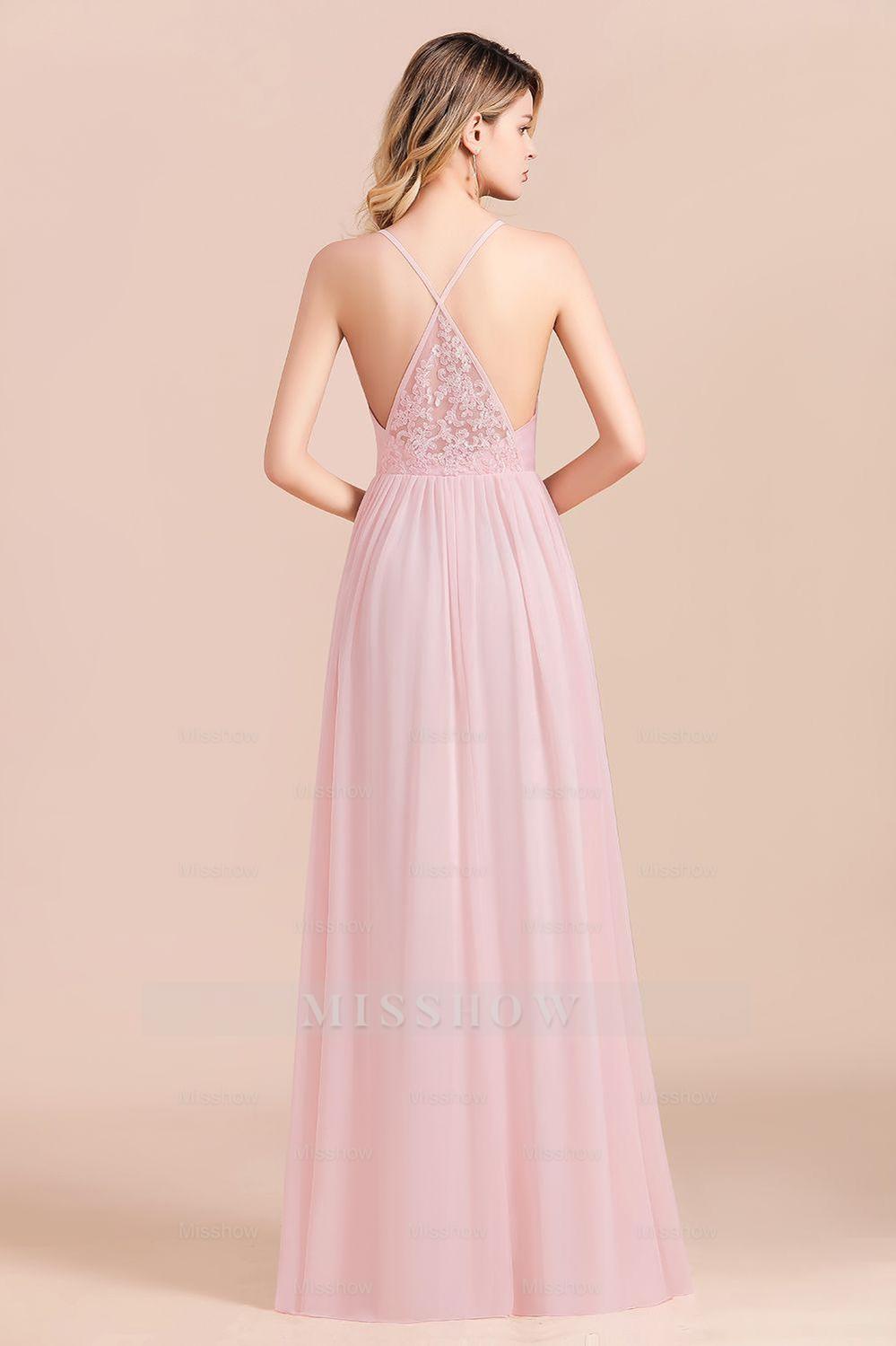 Gorgeous Spaghetti Straps Ruffle Pink Chiffon Bridesmaid Dresses Affor misshow.com Gorgeous Spaghetti Straps Ruffle Pink Chiffon Bridesmaid Dresses Affor misshow.com