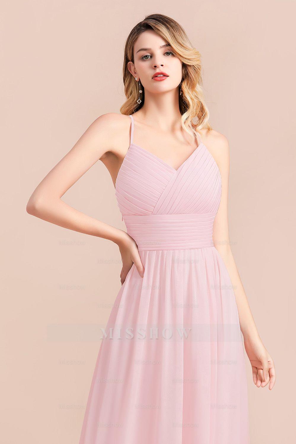 Gorgeous Spaghetti Straps Ruffle Pink Chiffon Bridesmaid Dresses Affordable Gorgeous Spaghetti Straps Ruffle Pink Chiffon Bridesmaid Dresses Affordable